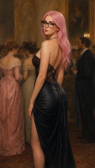 زن دختر با Hair رنگی در لباس شب
