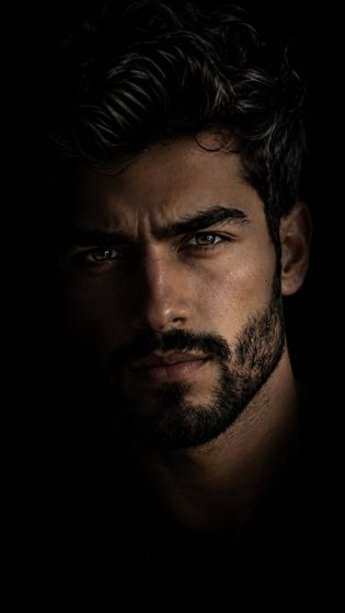 پرتره تاریک و سینمایی مردانه با نورپردازی چیاکروسورو